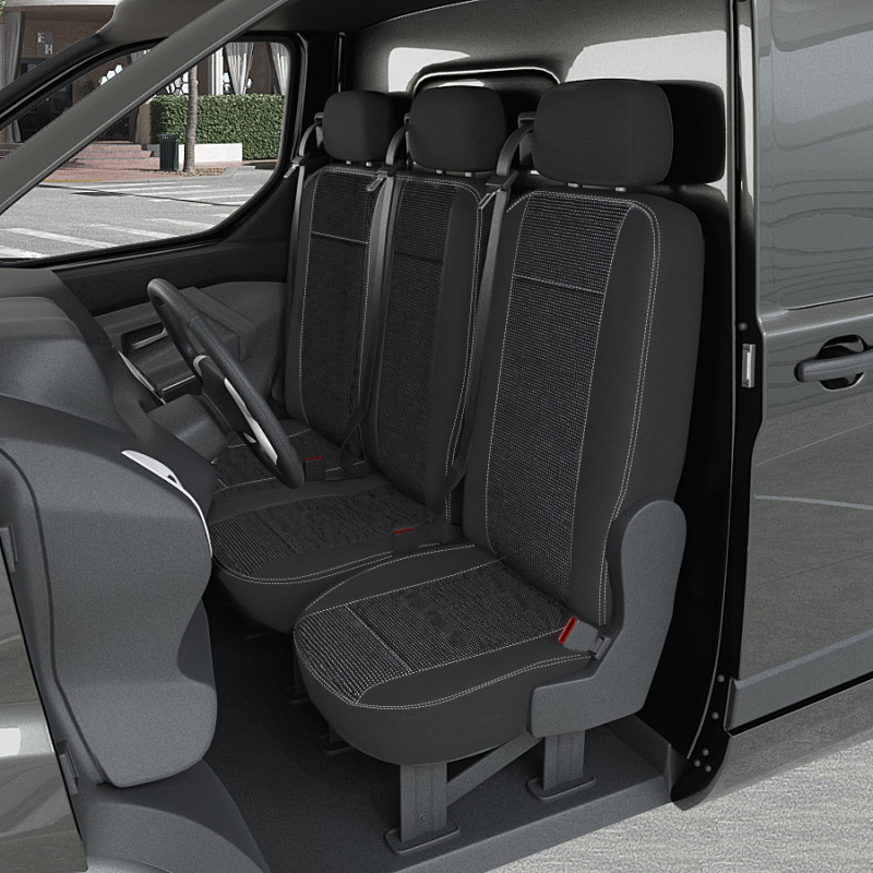 Fundas Personalizadas Jumpy 2016 Fundas De Asientos MOSSA Para Citroën Jumpy III Furgoneta (2016-) - Tela Duradera, Compatibles Con Airbag Protección Asientos Trabajo